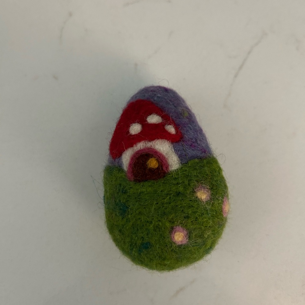 Colorful Felted Mushroom Decor Egg
